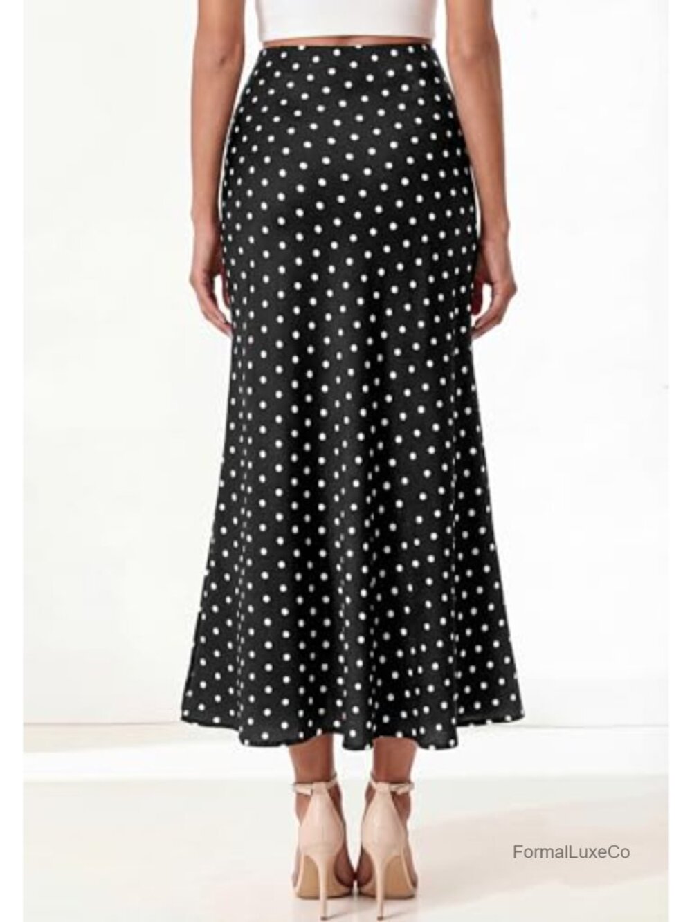 Satin Silk-Like High Waisted A-Line Midi Skirt for Women Party Night Out - Picture 2 of 6
